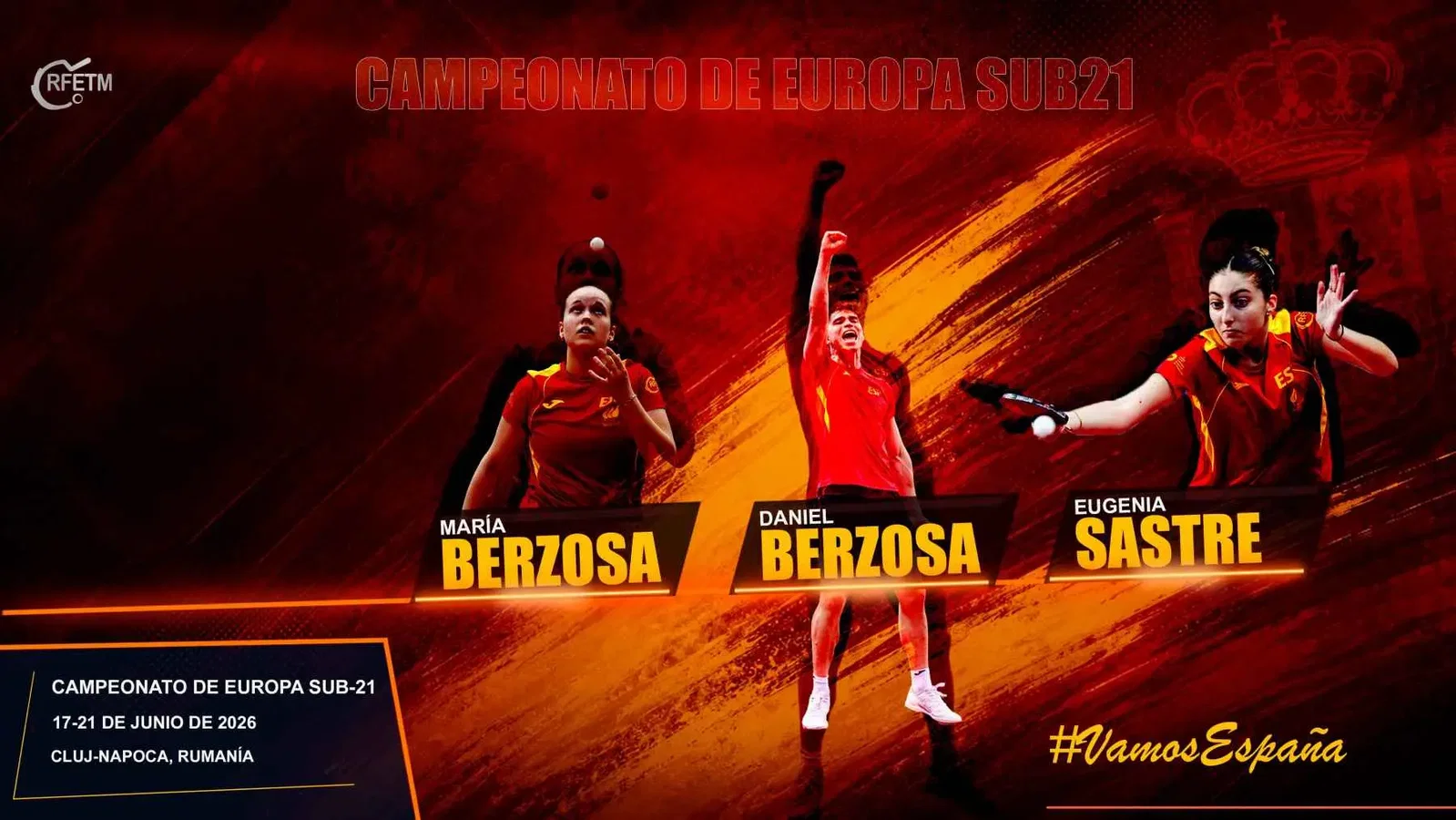 Tres españoles compiten en el Campeonato de Europa de tenis de mesa Sub-21 de Cluj-Napoca