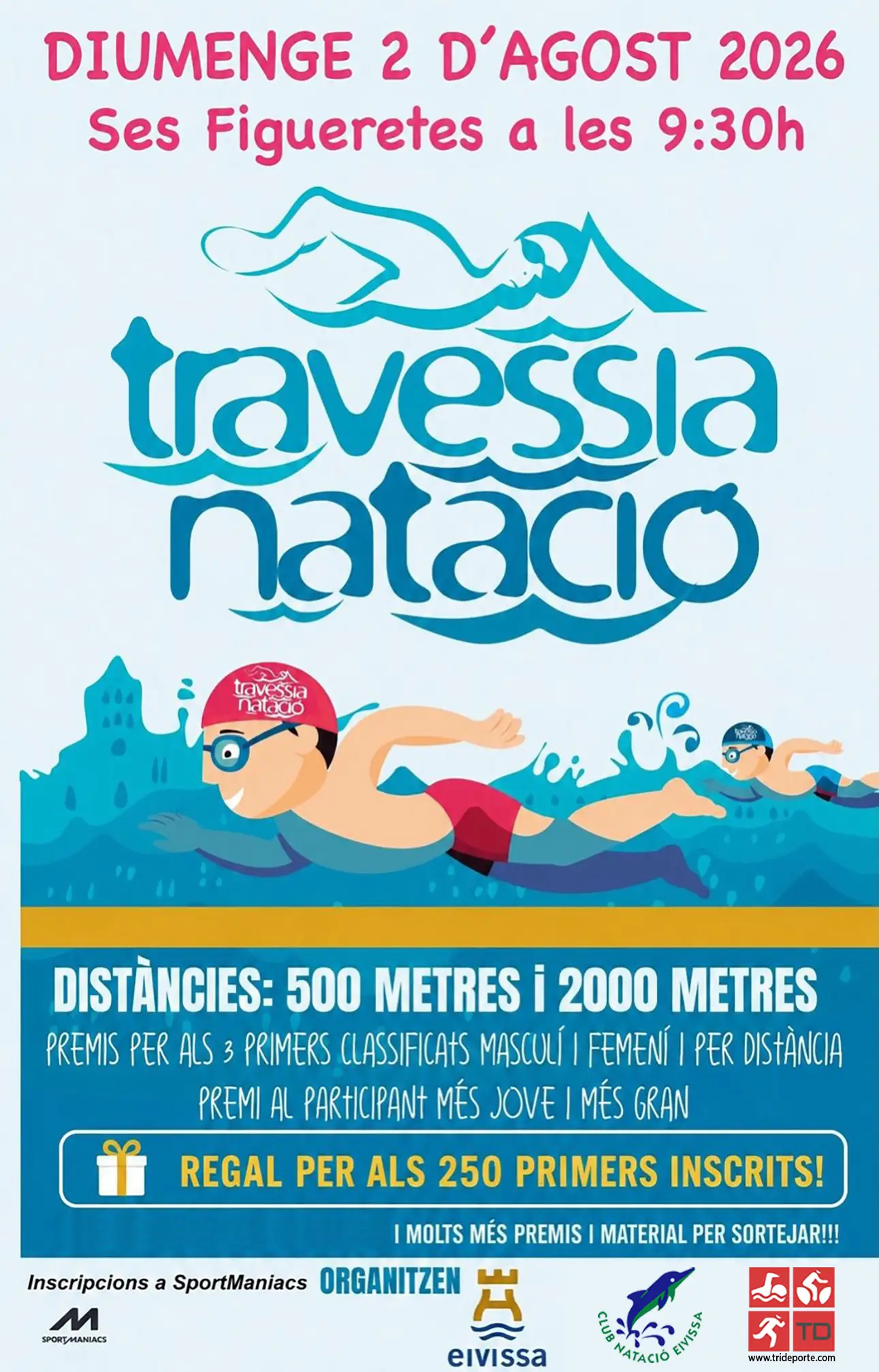 Más de 300 nadadores desafiarán las aguas de Figueretas este domingo con Dalt Vila de fondo
