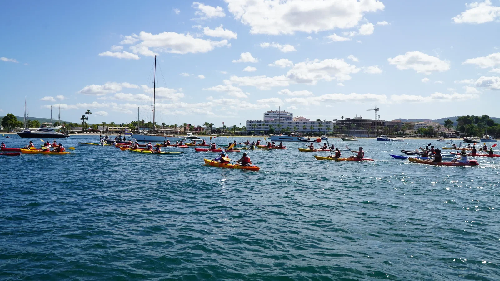 Pasión, mar y remos: El XXV Día de la Piragua triunfa en Sant Antoni con casi cien palistas
