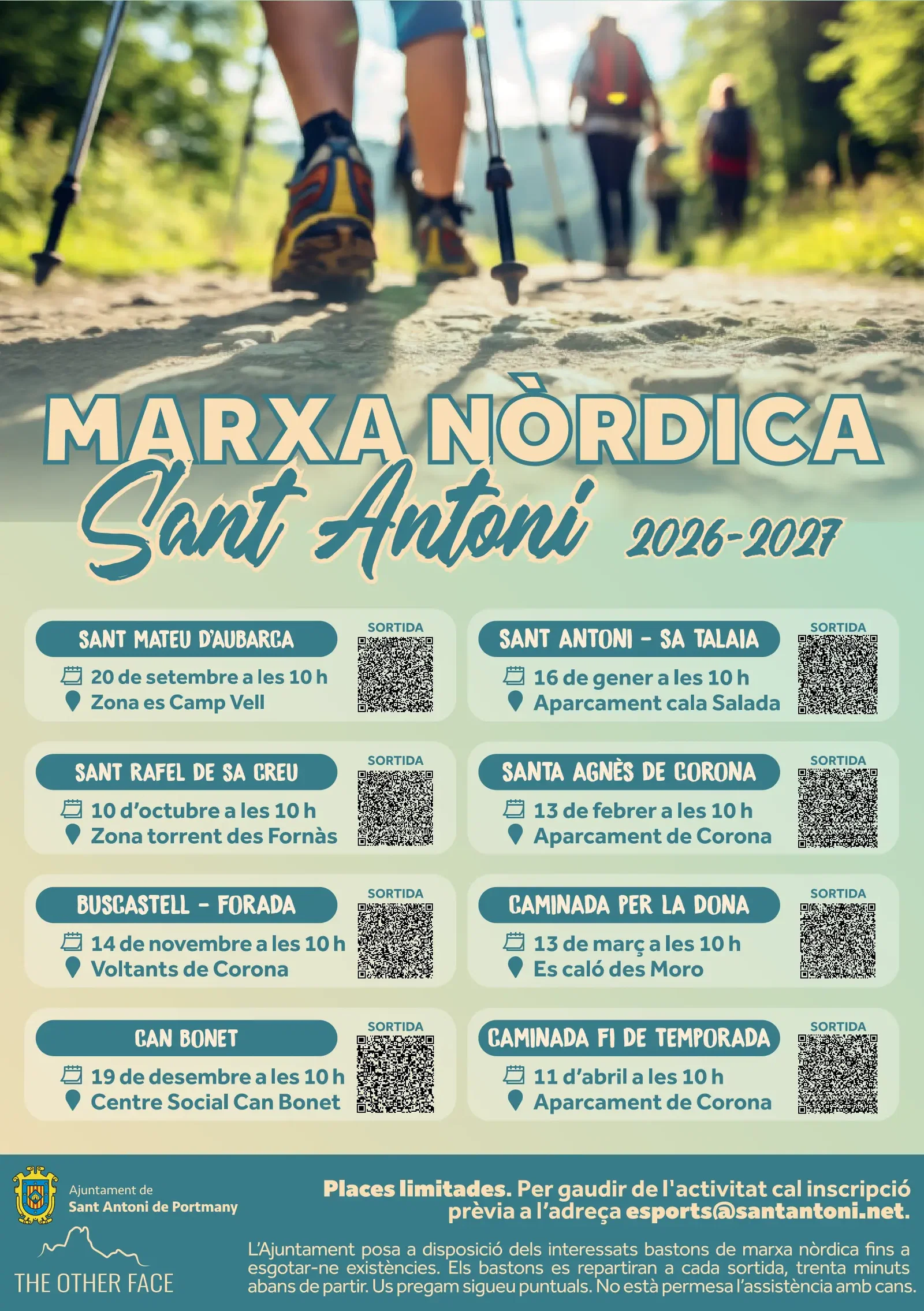 ¡A coger los bastones! Sant Antoni estrena nueva temporada de marcha nórdica con ocho rutas para todos
