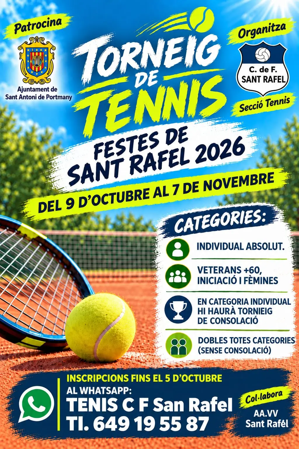 Más de 50 raquetas preparadas: Todo listo para el gran torneo de tenis Festes de Sant Rafel