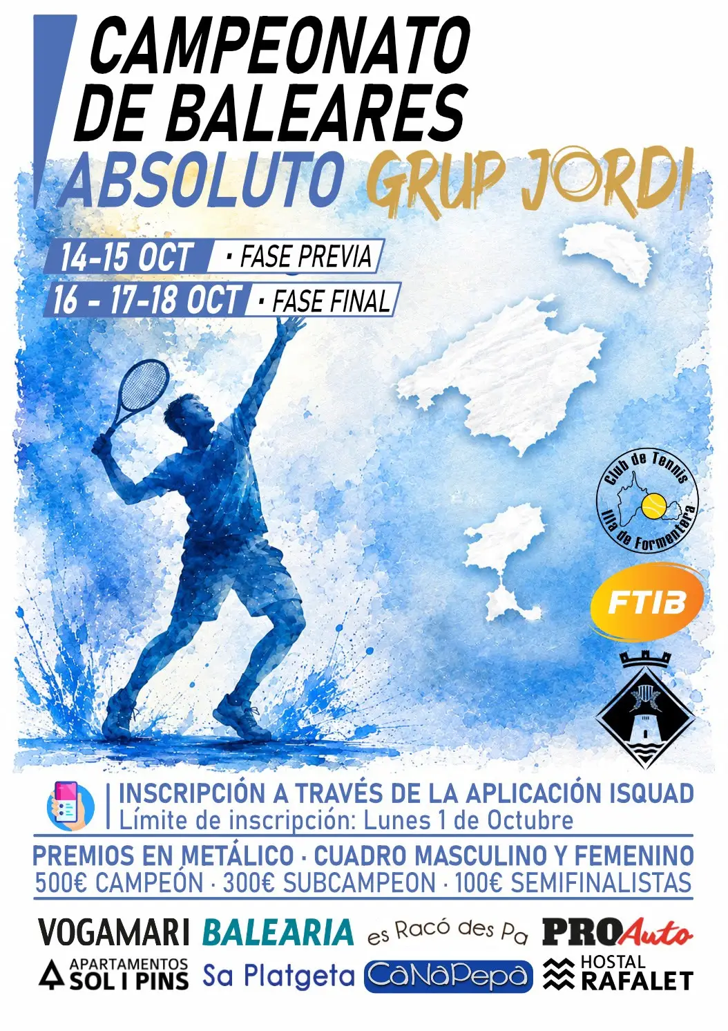 El Club de Tenis Illa de Formentera será la sede oficial del Campeonato de Baleares Absoluto 2026