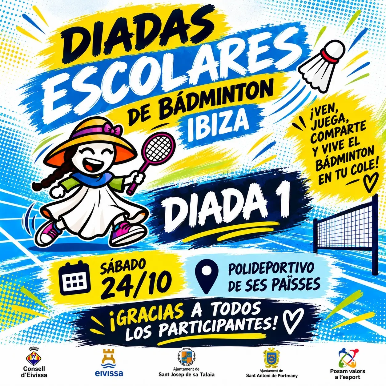 La Delegación de Bádminton de Ibiza inaugura la temporada de Diadas Escolares con una jornada de deporte, convivencia y nuevas iniciativas en Ses Païsses